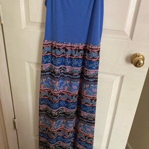 Blue and Pink Patterned Women's Skirt